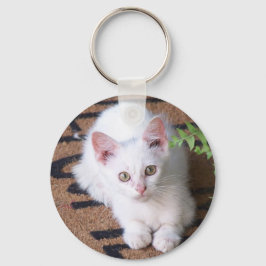 White Kitten Nyckelring