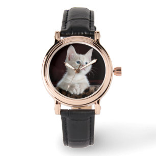 White Kitten Photo Template Djur älskare Armbandsur