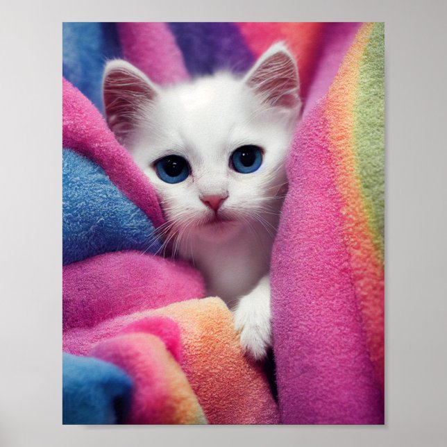 White Kitten - Rainbow Critters Collection Poster (Framsidan)