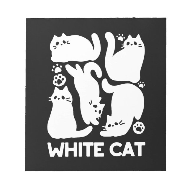 White Kitten Silhouettes - Utformning av Kattdjure Anteckningsblock (Framsida)