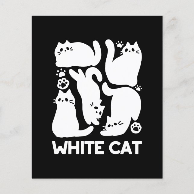 White Kitten Silhouettes - Utformning av Kattdjure Flygblad (Framsidan)