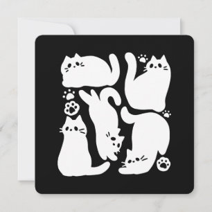 White Kitten Silhouettes - Utformning av Kattdjure Julkort