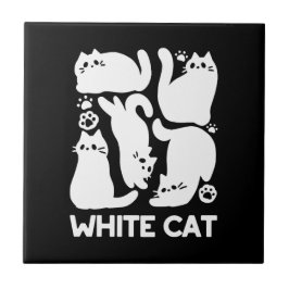 White Kitten Silhouettes - Utformning av Kattdjure Kakelplatta