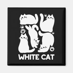 White Kitten Silhouettes - Utformning av Kattdjure Magnet
