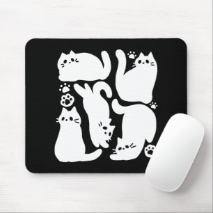 White Kitten Silhouettes - Utformning av Kattdjure Musmatta