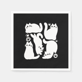 White Kitten Silhouettes - Utformning av Kattdjure Pappersservett