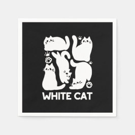 White Kitten Silhouettes - Utformning av Kattdjure Pappersservett