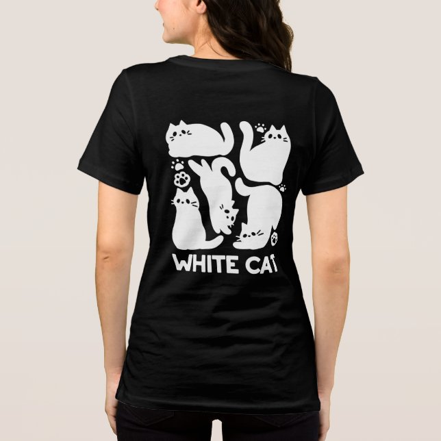 White Kitten Silhouettes - Utformning av Kattdjure T Shirt (Baksida)