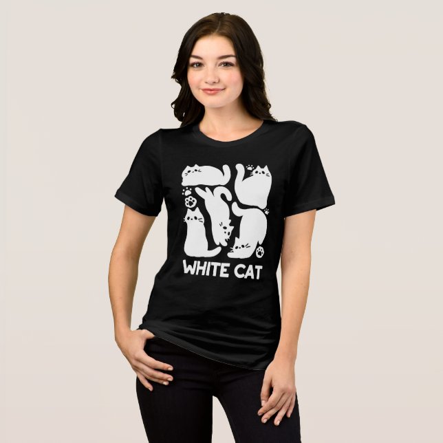 White Kitten Silhouettes - Utformning av Kattdjure T Shirt (Framsida Full)