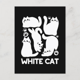 White Kitten Silhouettes - Utformning av Kattdjure Vykort