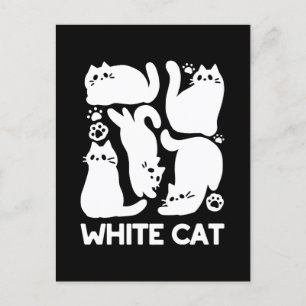 White Kitten Silhouettes - Utformning av Kattdjure Vykort