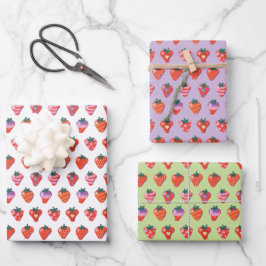 White-Kiwi-Plum Illustrated Strawberry
