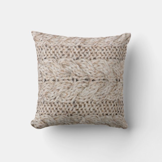 White knitting wool texture background. kudde (Framsida)