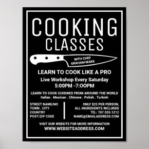 White Knivar, Gourmet, Cooking Classes Advertising Poster