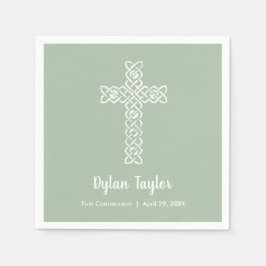 White Kor Sage Grönt First Communion Religiösa Pappersservett
