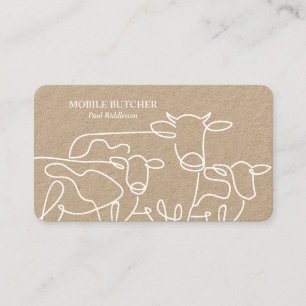 White & Kraft Mobile Butcher Cattle Farmer Visitkort