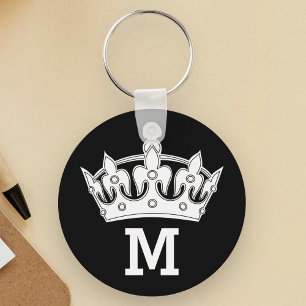 White Krona Monogram Personlig Nyckelring