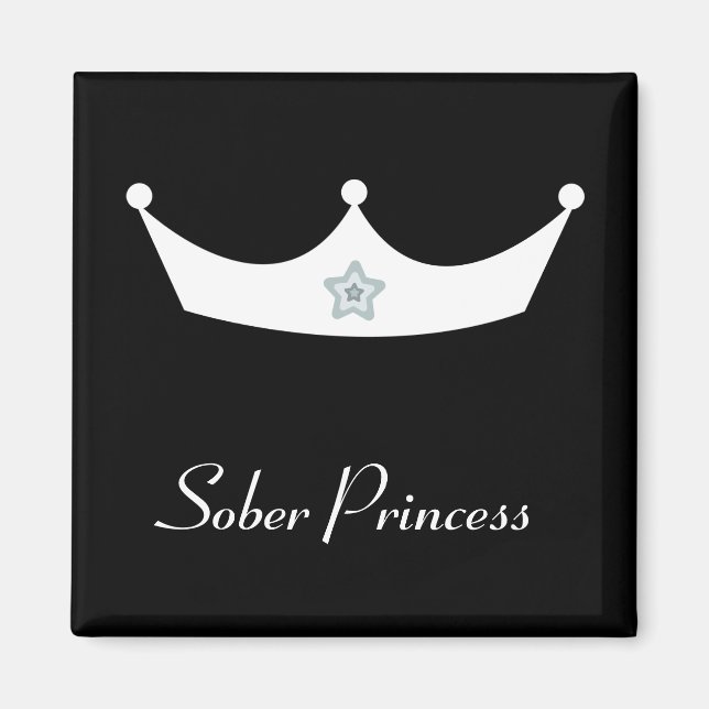 White krona Sober Princess magnet (Framsidan)