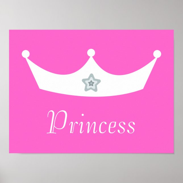 White Krona Söt Rosa Princess Anpassade Poster (Framsidan)