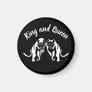White Kung och Queens Black Leo Lejon och Lioness Magnet