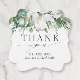 White Kung Protea Orchids Bröllop Tack Gåvor Etiketter