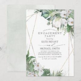 White Kung Protea Orchids Tropik Förlovningsfest Inbjudningar