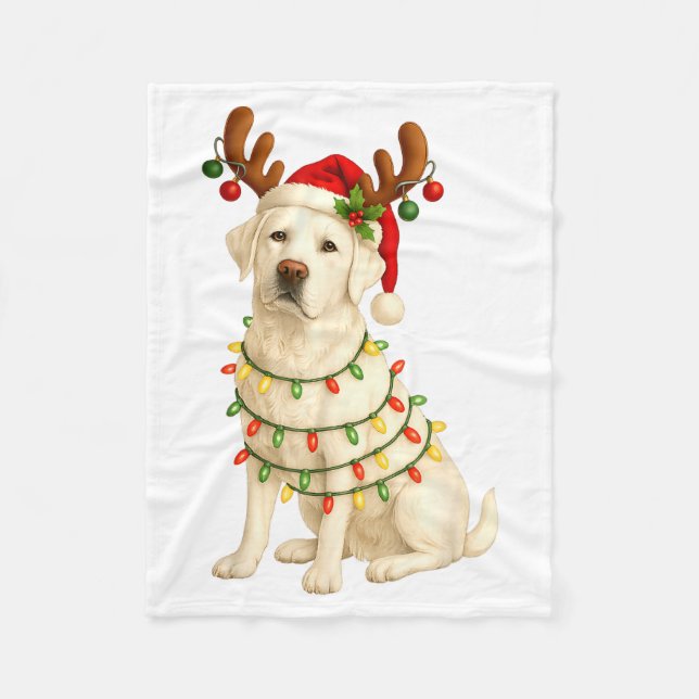 White Lab Christmas Tree Light Pajama Labrador Dog Fleecefilt (Framsidan)