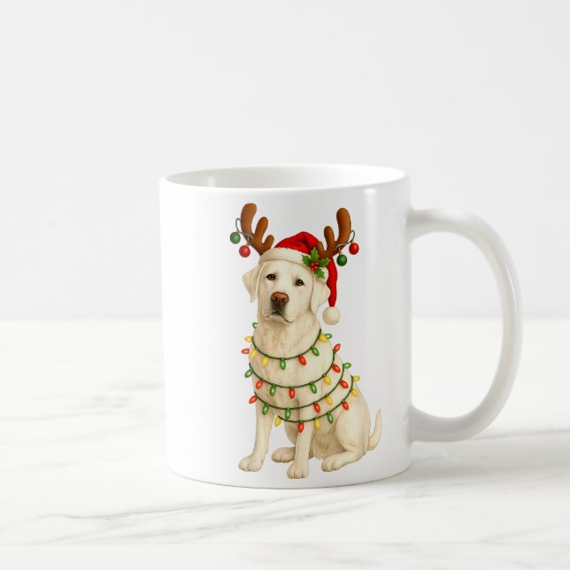 White Lab Christmas Tree Light Pajama Labrador Dog Kaffemugg (Höger)