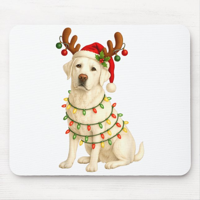 White Lab Christmas Tree Light Pajama Labrador Dog Musmatta (Framsidan)