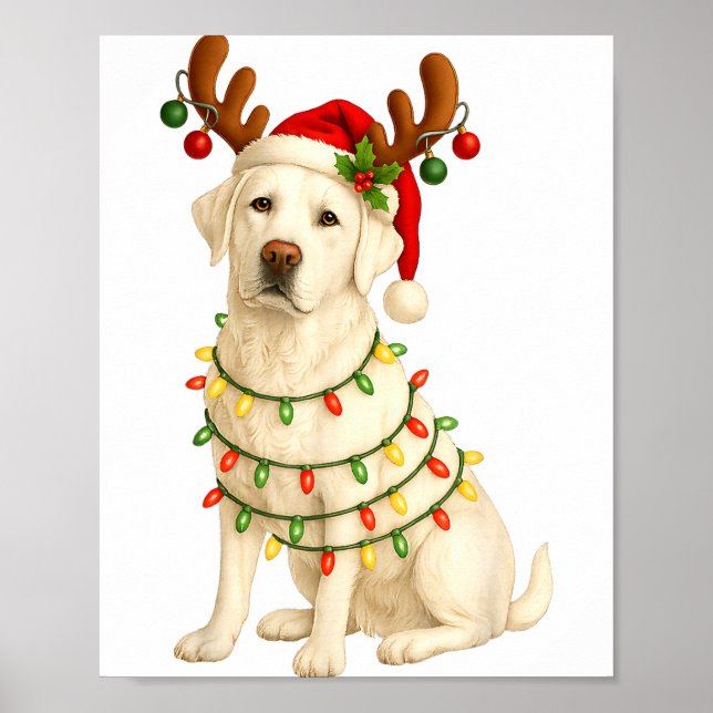 White Lab Christmas Tree Light Pajama Labrador Dog Poster (Framsidan)
