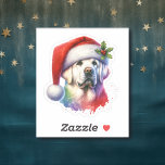 White Lab i jultomten Klistermärken<br><div class="desc">Om du vill ha söta julklistermärken och kärlek White Lab,  så kör du! Cute Vattencolor stil ai art White Labrador Retriever i Santa Hat.</div>