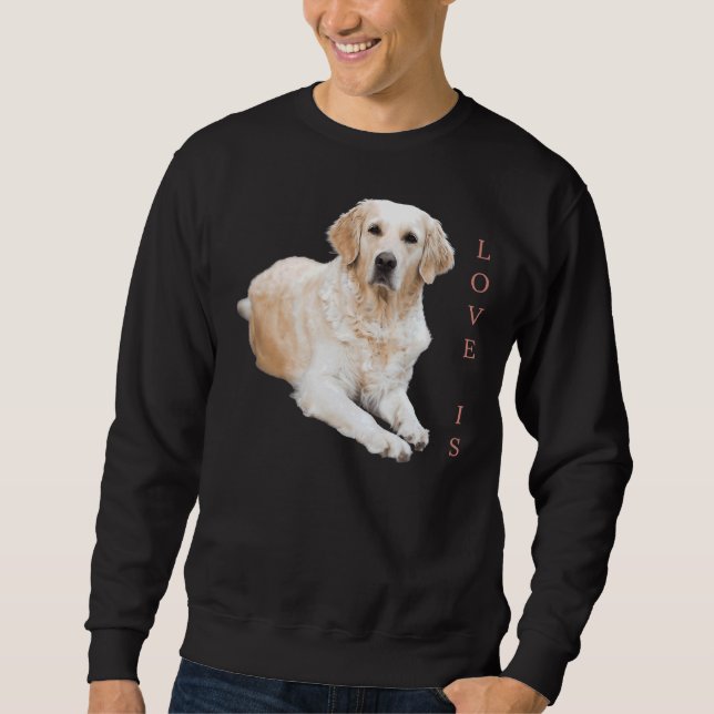White Labrador Retriever Gult Kärlek Lång Ärmad Tröja (Framsida)