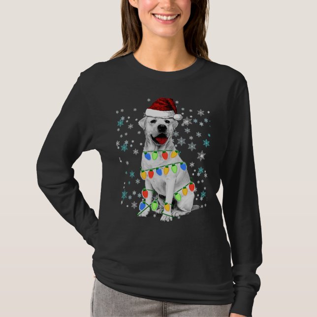 White Labrador Retrievers Santa Julgran Lig T Shirt (Framsida)