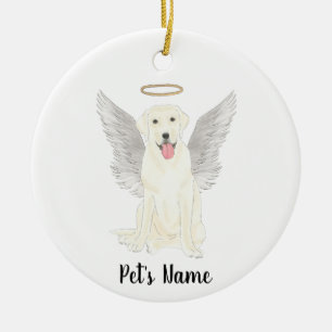 White Labrador Sympati Minnesmärke Julgransprydnad Keramik