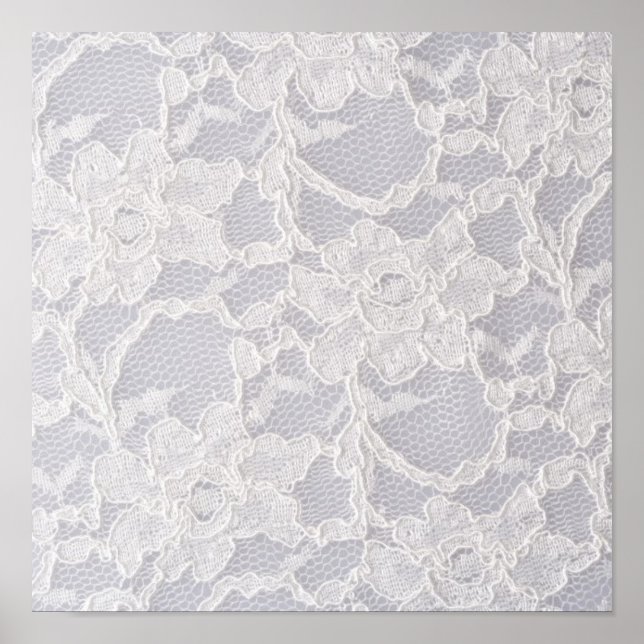 White Lace Flower Lace Pattern Background Pure Poster (Framsidan)
