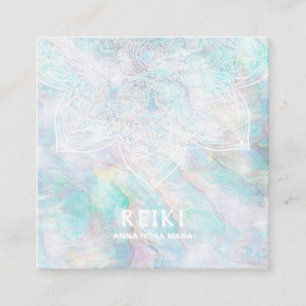 *~* White Lacey Mandala Pastel Blue Rosa Gult Fyrkantigt Visitkort