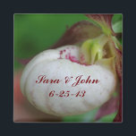 White Lady Slipper Orchid Wedding Favor Magnet<br><div class="desc">Delicate spring time white lady slipper orchid flower photography by Susan wedding favor magnet. Fill in your information in the template. Make more changes to font size, style, and color by clicking on Customize. If you have any questions or requests, please contact me. This design is available on many products...</div>