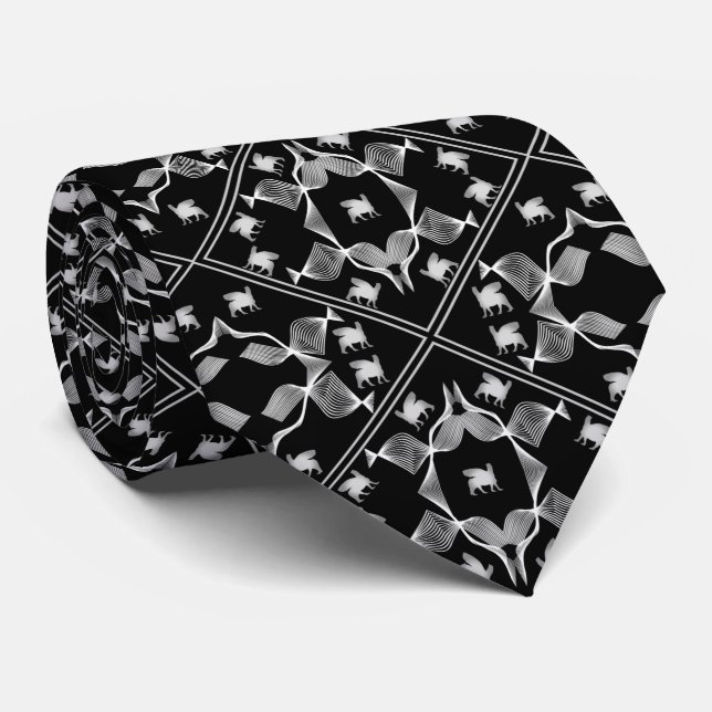 White Lamassu-trädgården Neck Tie Slips (Rullad)