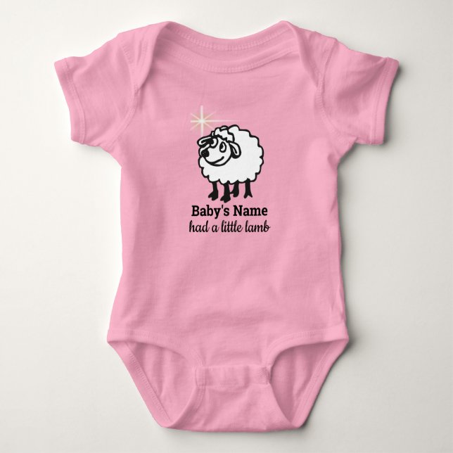 White Lamb-Baby Namn-hade lite lamm T Shirt (Framsida)