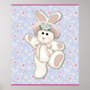 White Land Bunny Nursery Poster