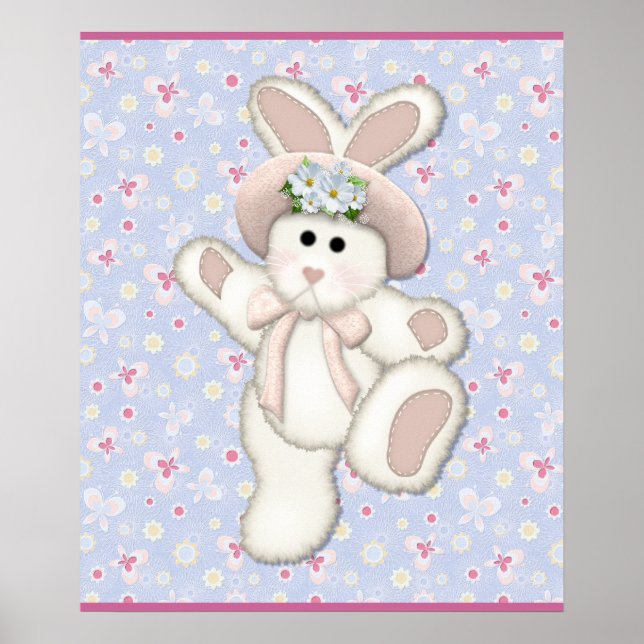 White Land Bunny Nursery Poster (Framsidan)