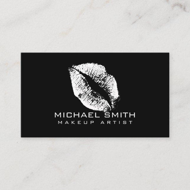 White Läppar Makeup Artist Visitkort (Framsida)