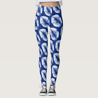 White Läppar Modern Blue Leggings