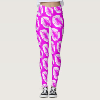 White Läppar Modern Fuchsia Leggings