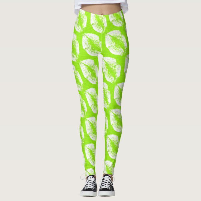 White Läppar Modern Lime Leggings (Framsida)