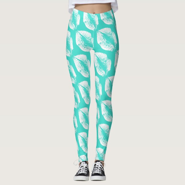 White Läppar Modern Turcos Leggings (Framsida)