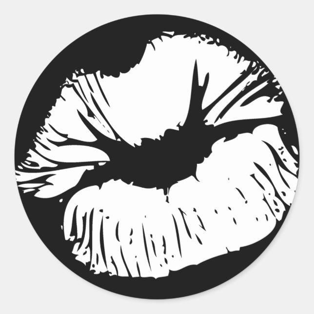 White Läppar Runt Klistermärke (Framsida)