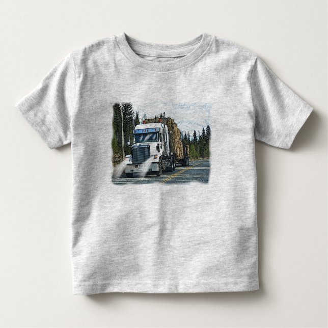 White Lastbil med Hay Bales for Truckers T-shirt (Framsida)