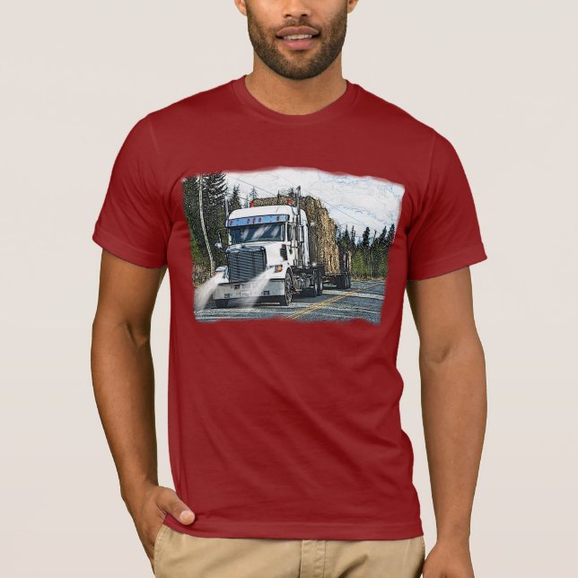 White Lastbil med Hay Bales for Truckers T-shirt (Framsida)