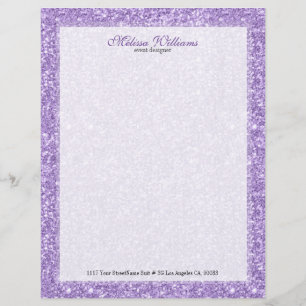 White & Lavender Lila Glitter Struktur Brevhuvud